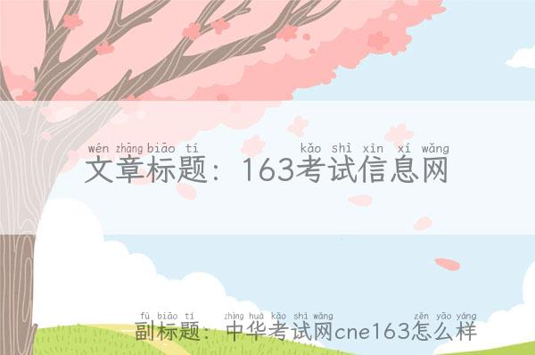 163考试信息网_中华考试网cne163怎么样