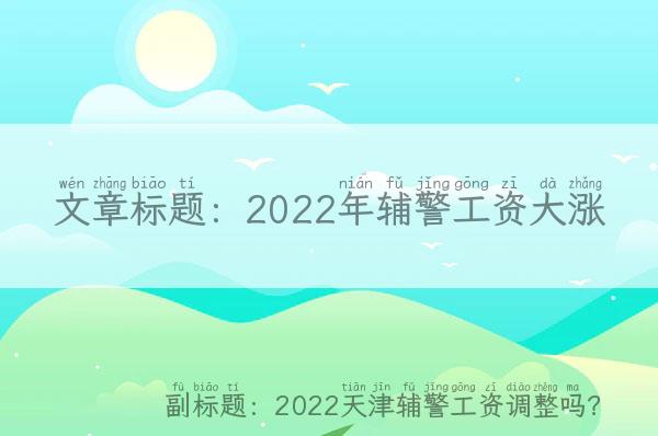 2022年辅警工资大涨,2022天津辅警工资调整吗？