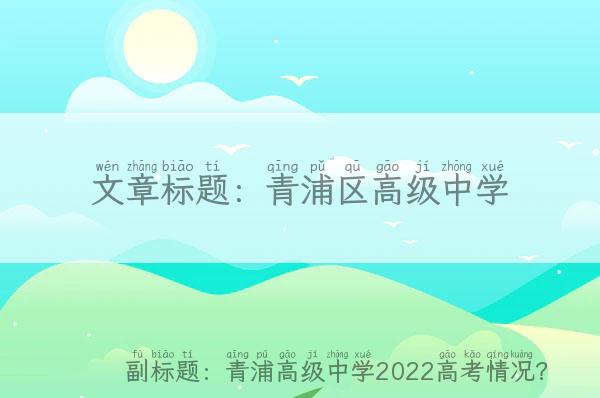 青浦区高级中学 青浦高级中学2022高考情况？